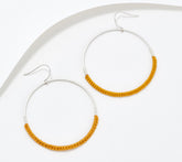 Twenty Two West Macrame Hoop Earrings Silvertone Marigold